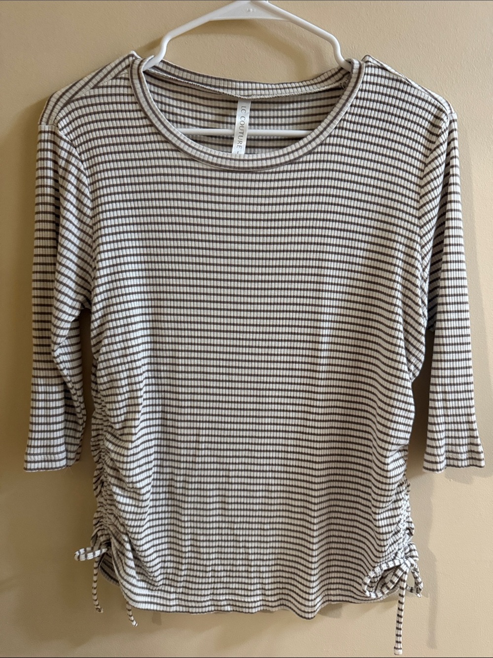 LC Couture Ruched Side With Tie T-Shirt Size Large